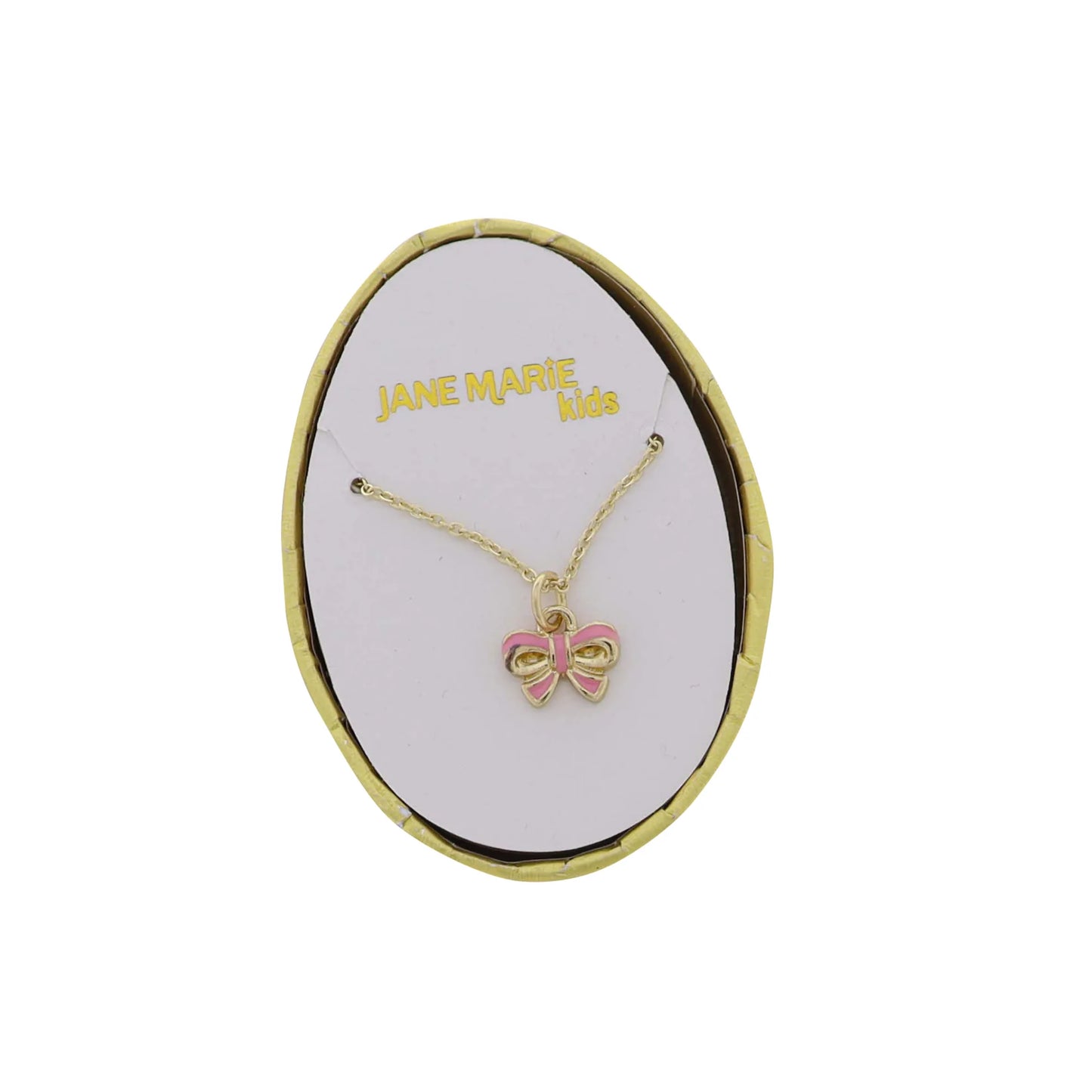 Pink Bow on Gold Rolo Chain Necklace