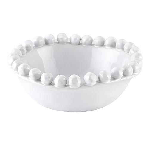 White Ceramic Beaded Bowl