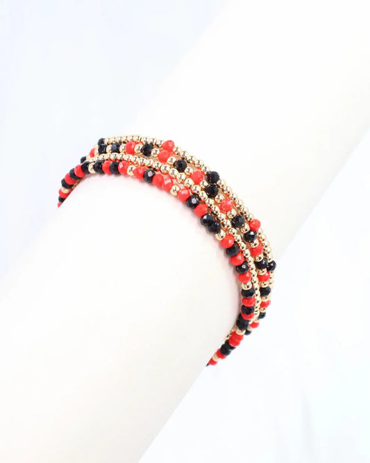 Lottie Beaded Bracelet set Black Red