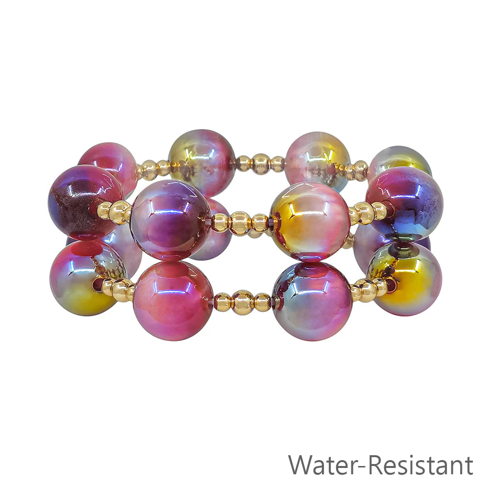 Set of 2 Gold & Purple Candy Bracelets