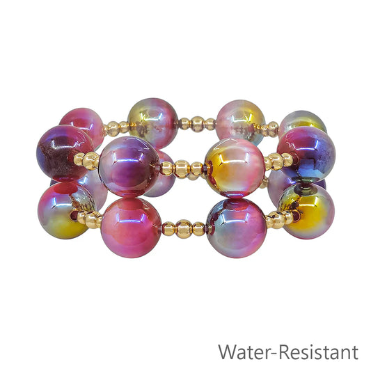Set of 2 Gold & Purple Candy Bracelets