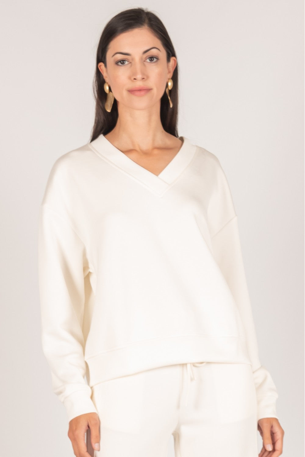 P. Cill Ivory V Neck Shirt