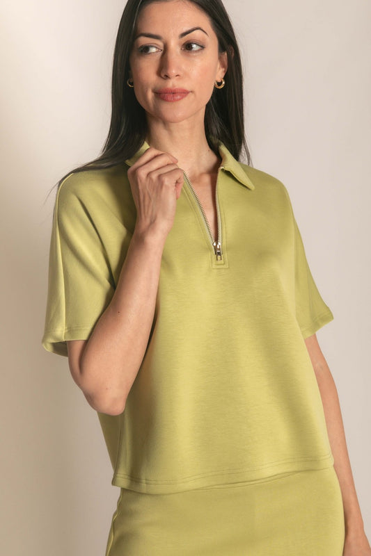 P. CILL Lemon Grass Quarter Zip Top