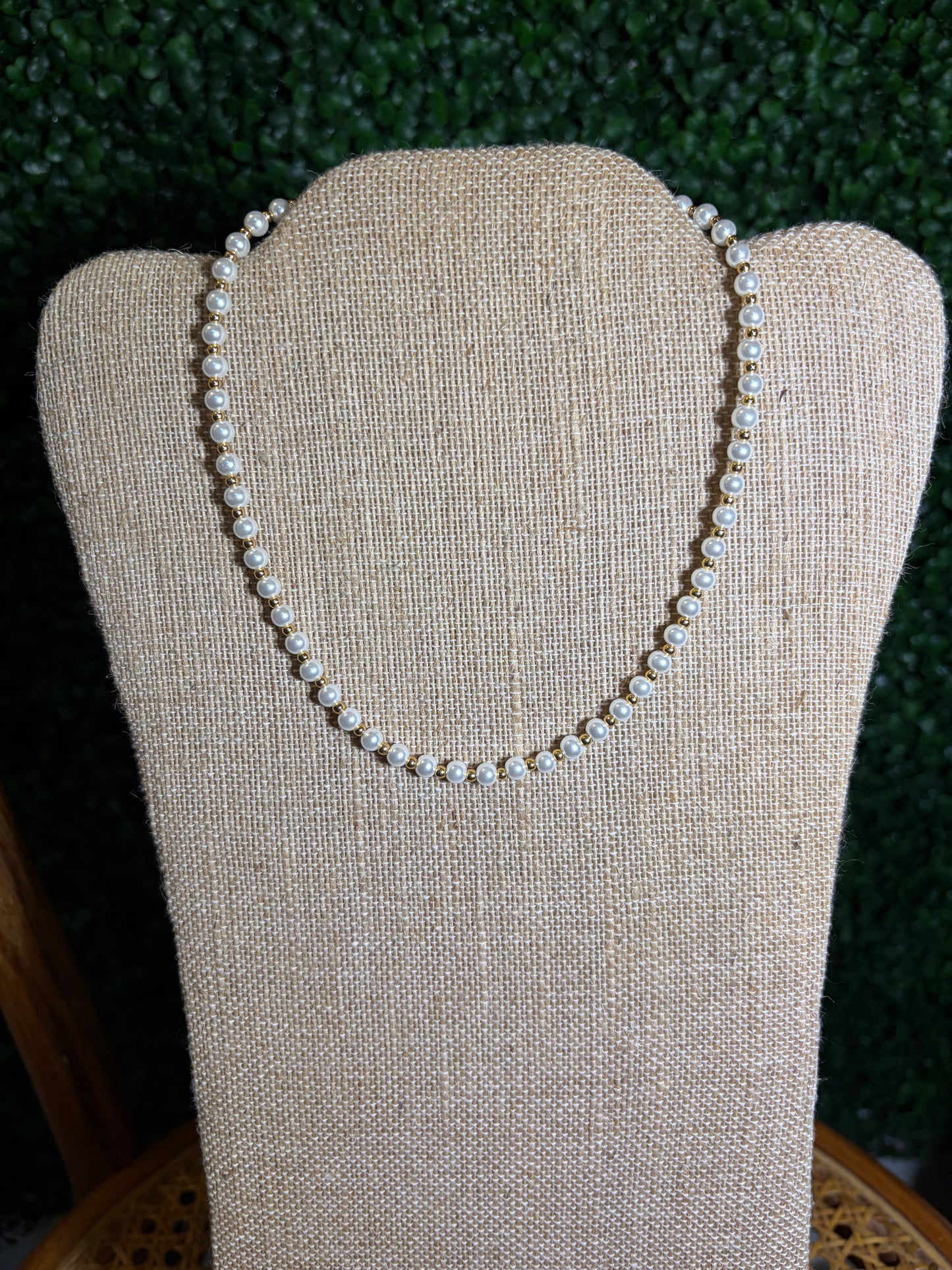 Gold & Pearl Alternating Beaded Necklace