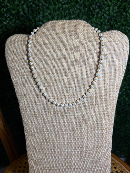 Gold & Pearl Alternating Beaded Necklace