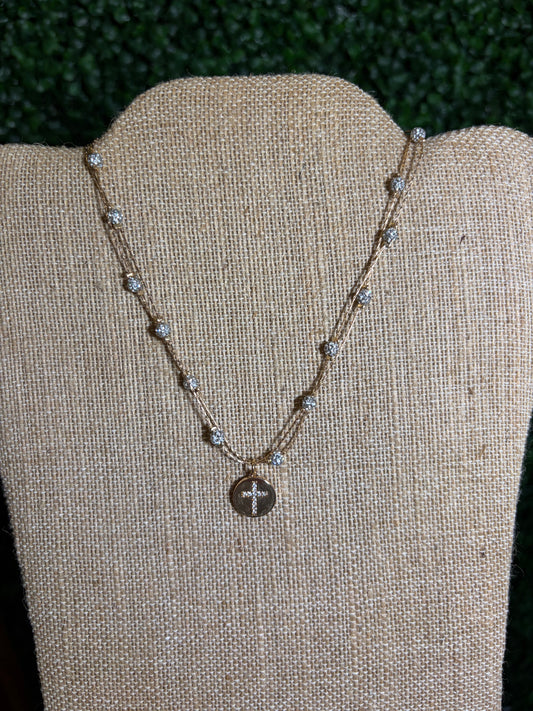 White Crystal Disco Ball Necklace