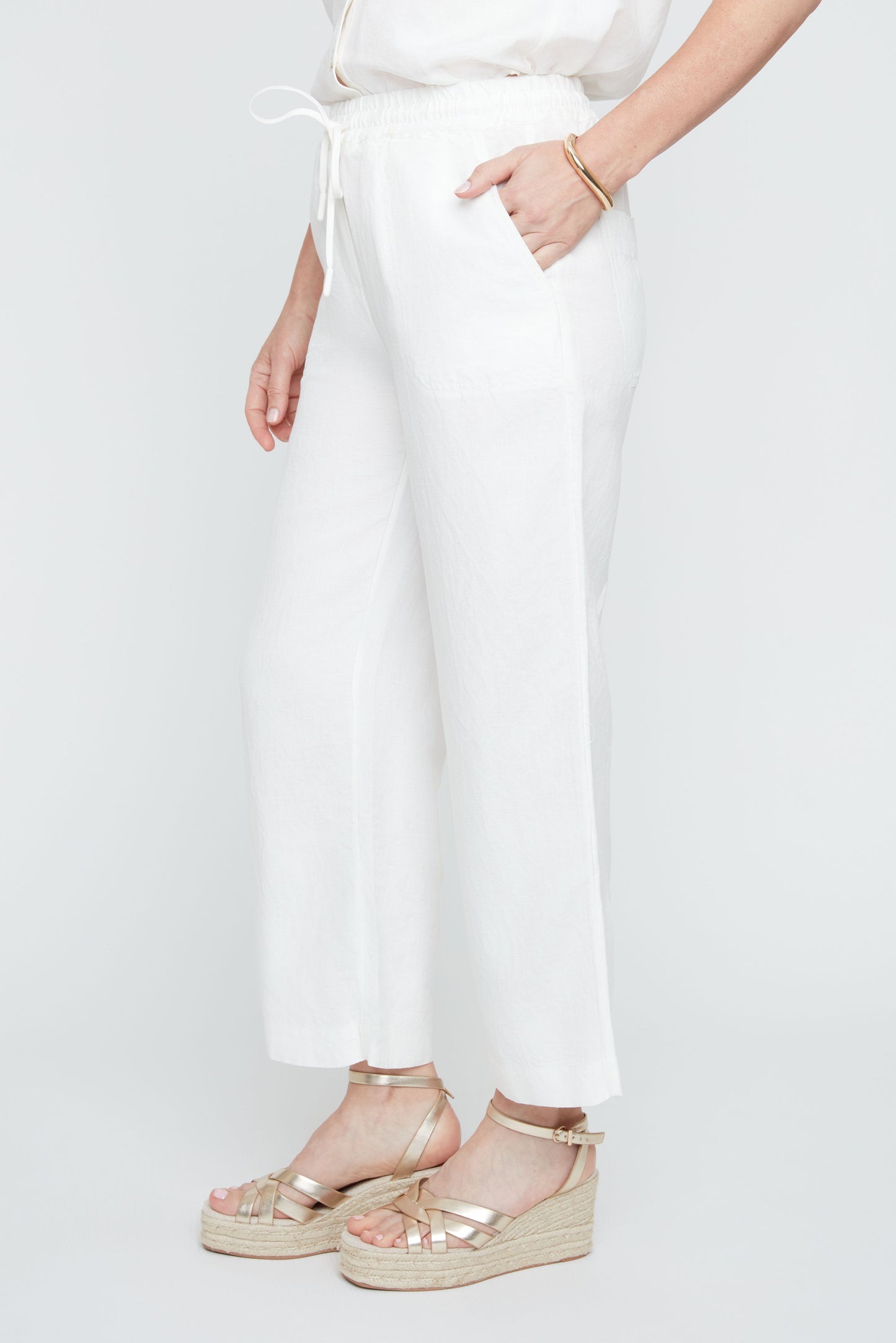 Renuar Sara Linen Pants, Creme