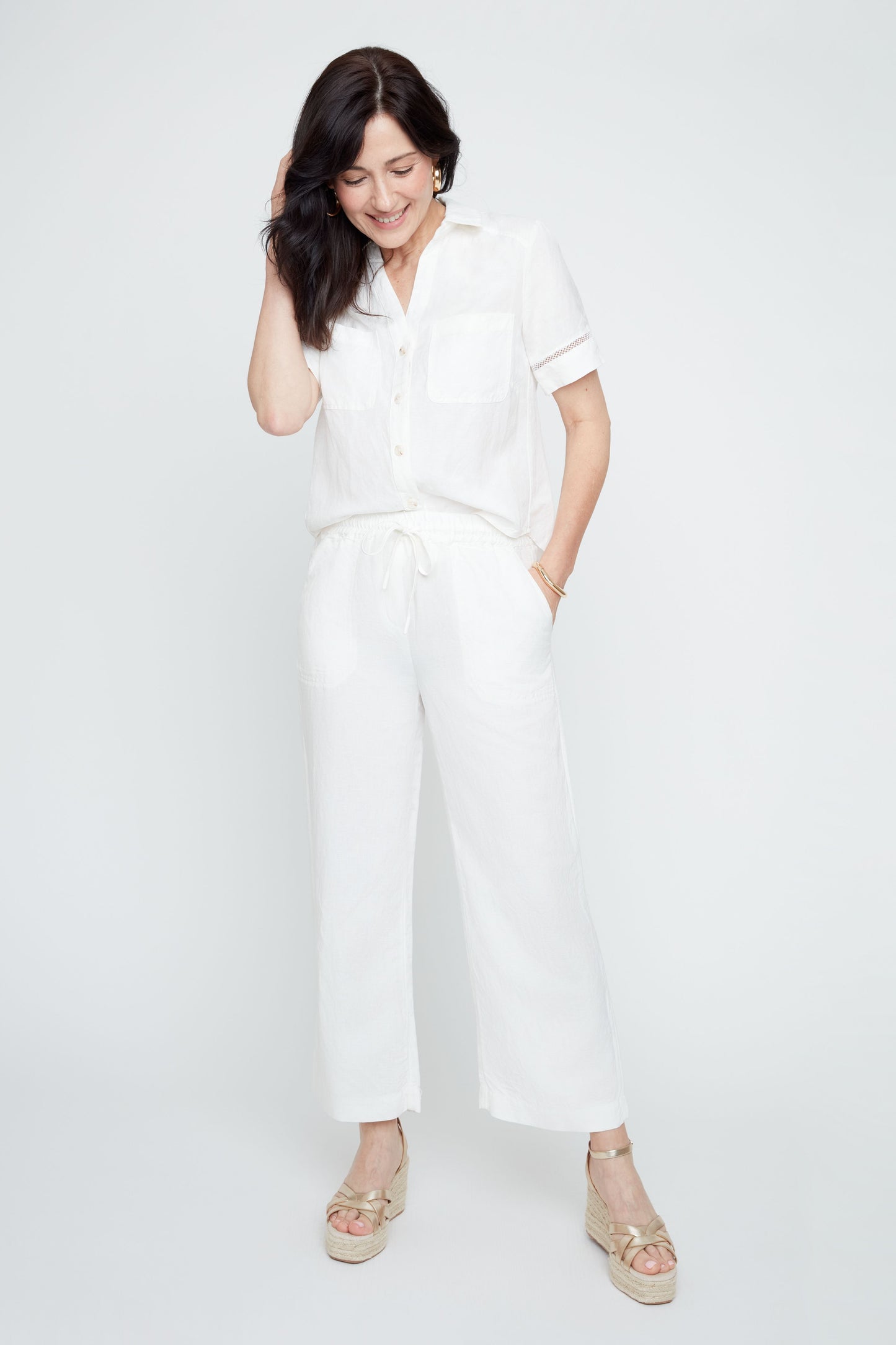 Renuar Sara Linen Pants, Creme