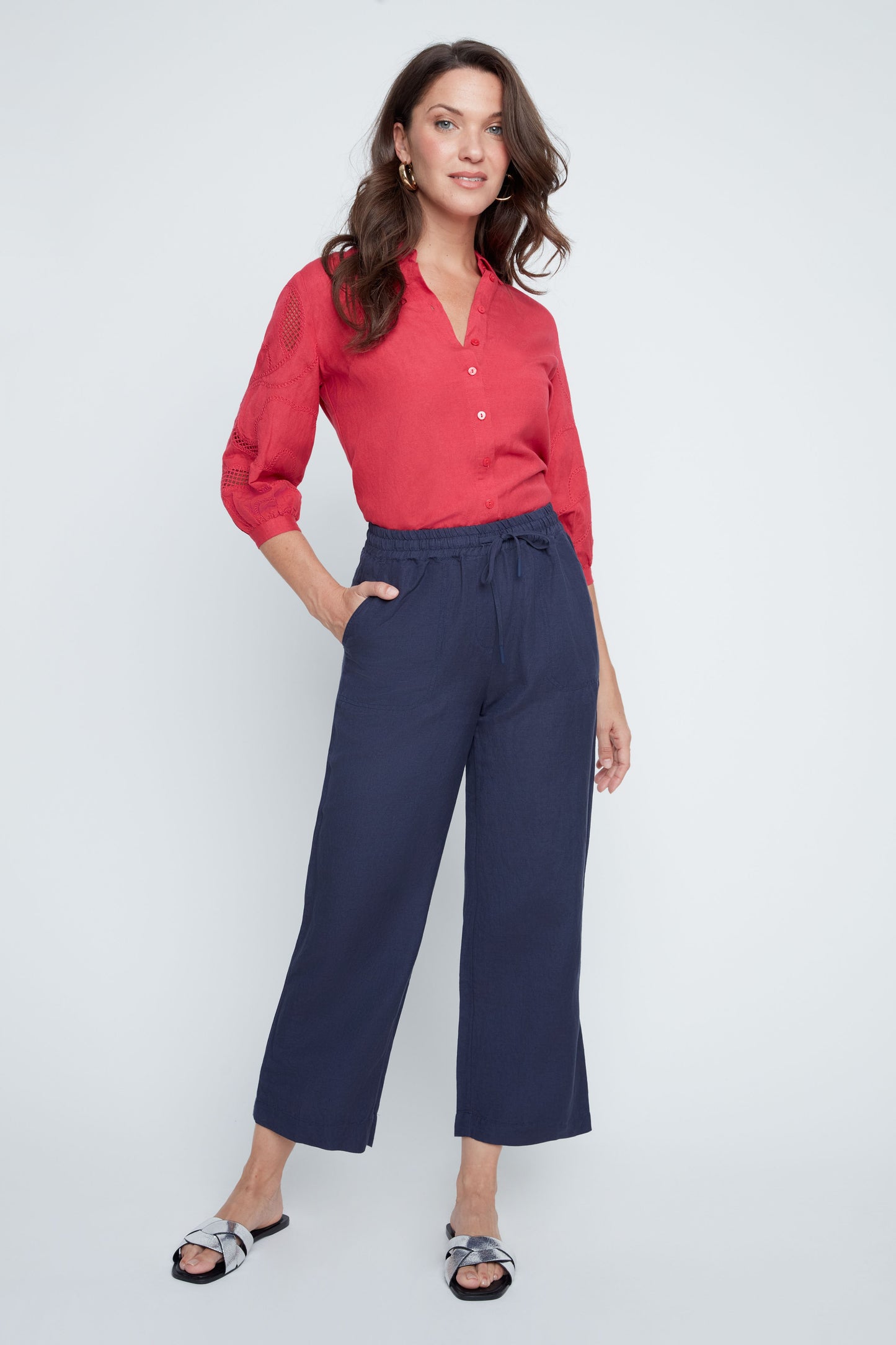 Renuar Sara Linen Pants, Indigo
