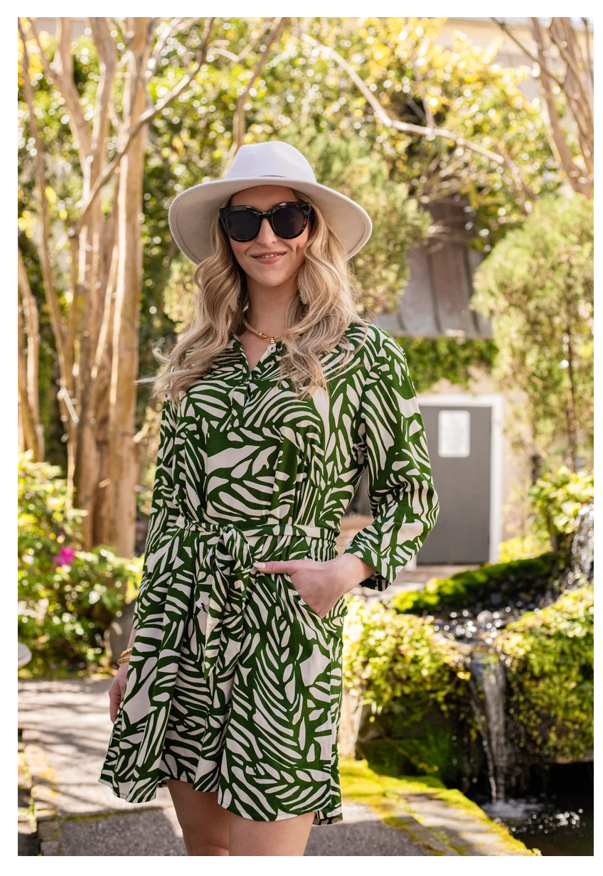 Finley Ann Tropical Leaf Dress