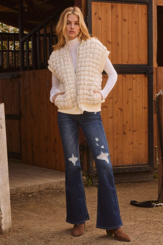 Cream Quilted Puff Vest