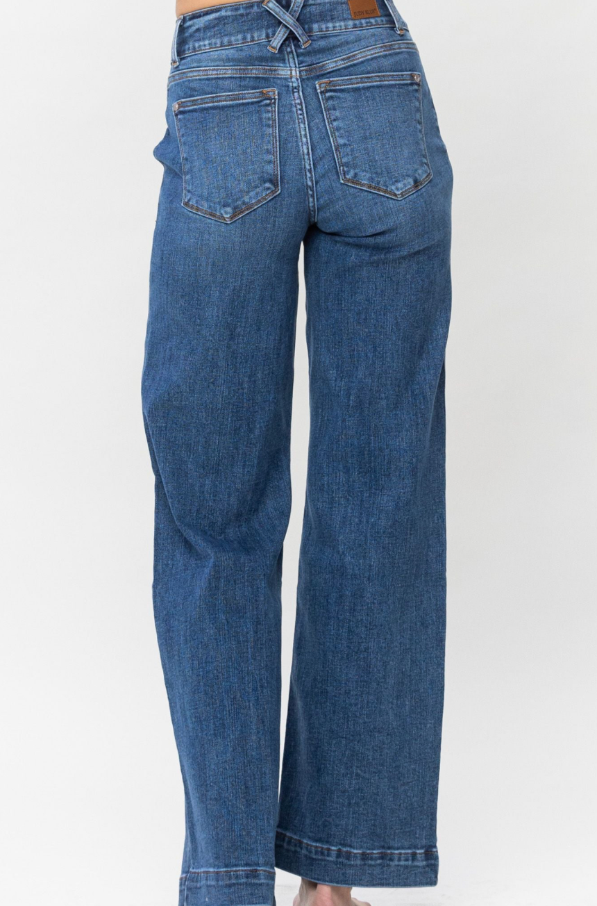 Judy Blue Double Button Wide Leg Jeans