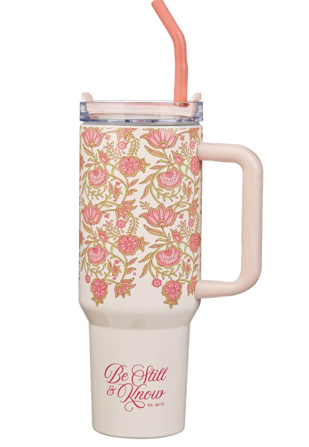 Be Still and Know Pink Spring Floral 40 Oz Tumbler