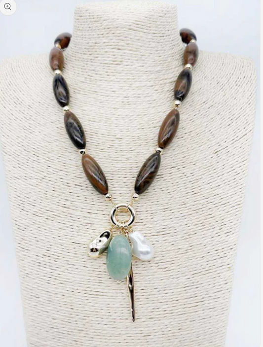 Nan's Natural Stone Charm Necklace