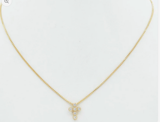 Delicate Rhinestoned Cross Necklace