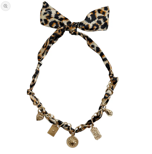 Cheetah Scarf Charm Necklace