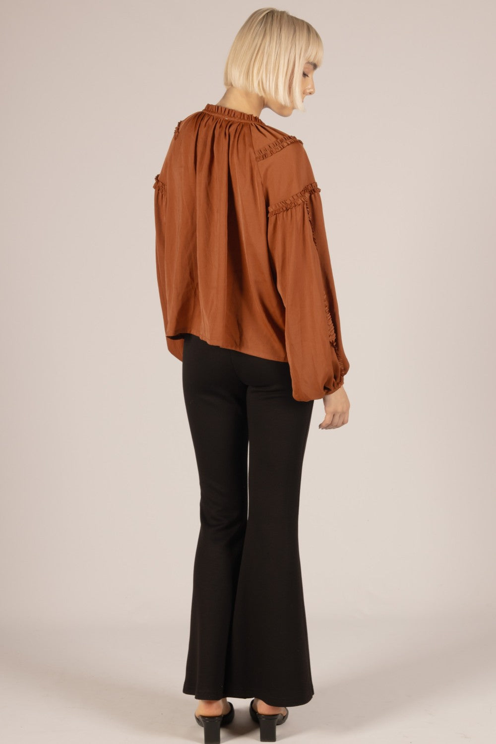 Kam's Satin Ruffled Boho Top