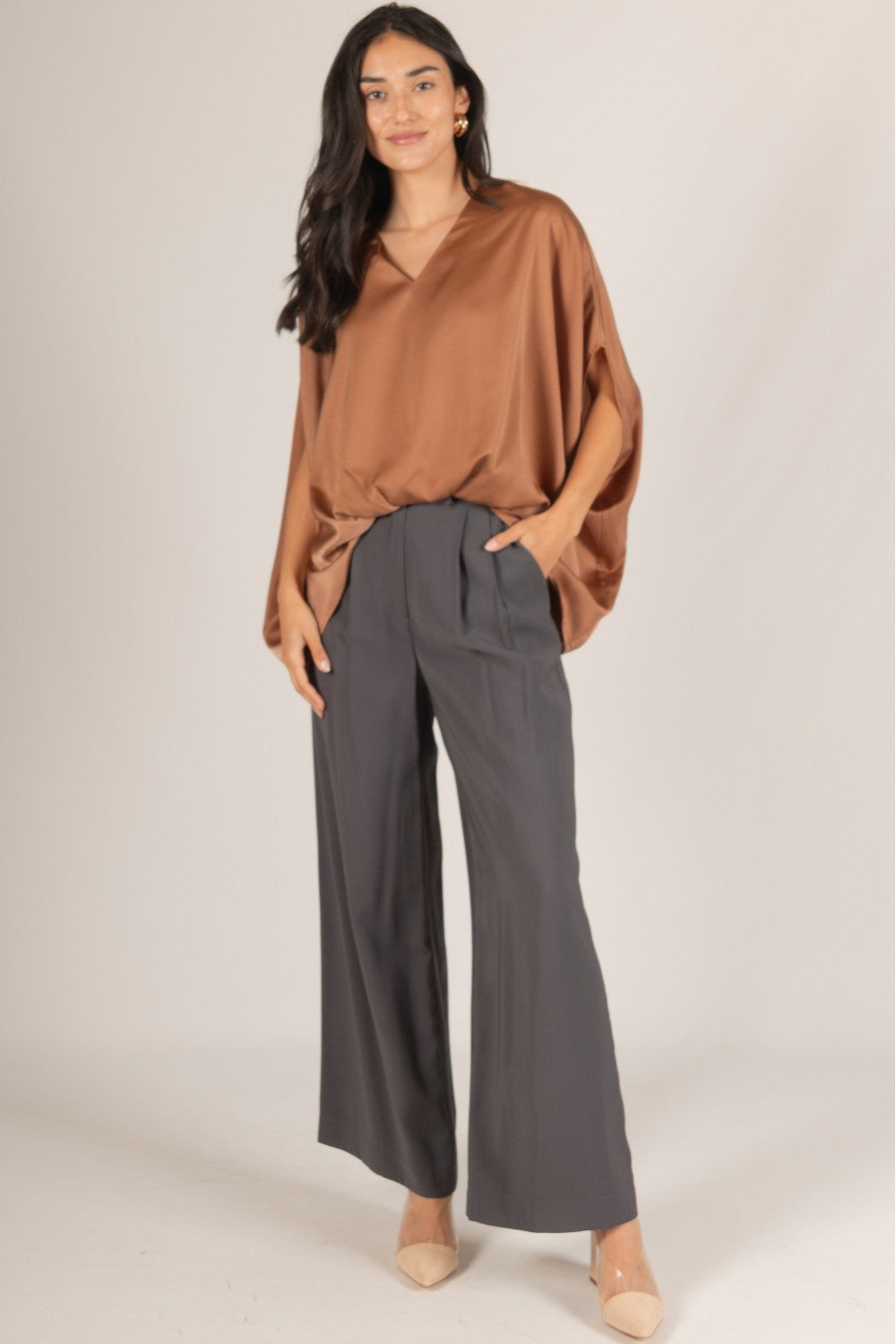 The Copper Tone Satin Top