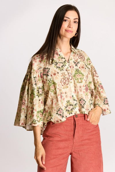 Fall Ikat Print Blouse