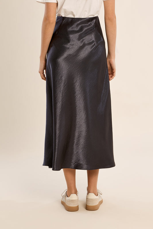 Gunmetal Silk Skirt