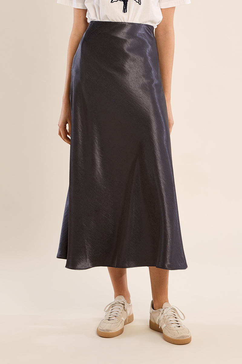 Gunmetal Silk Skirt