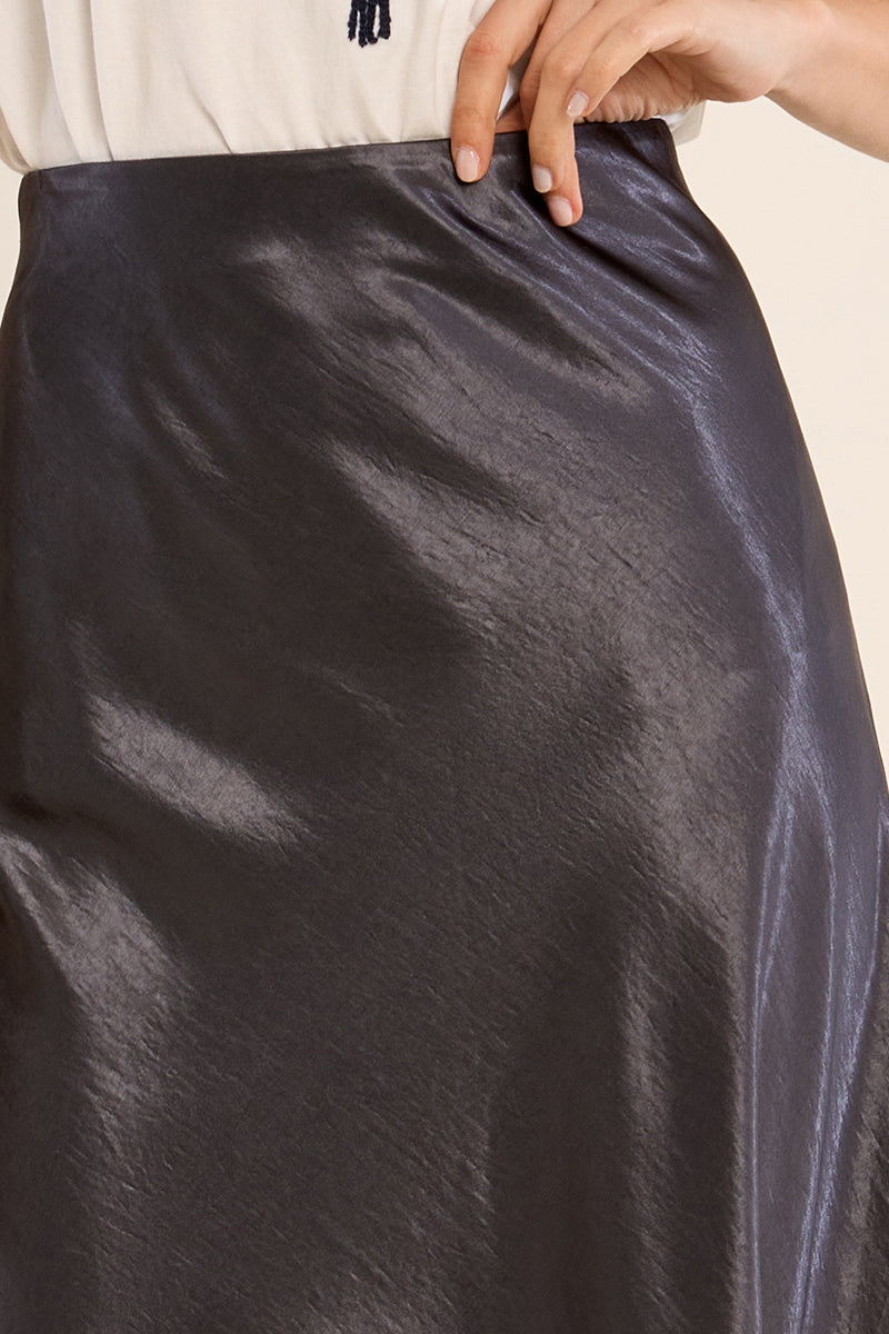 Gunmetal Silk Skirt