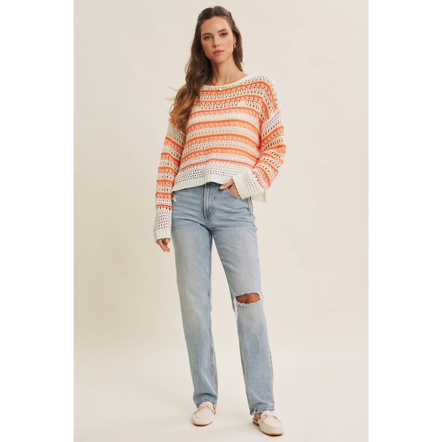 Creamsicle Crochet Sweater Top