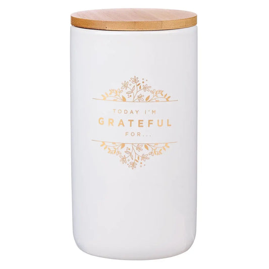 Grateful Ceramic Gratitude Jar with Cards