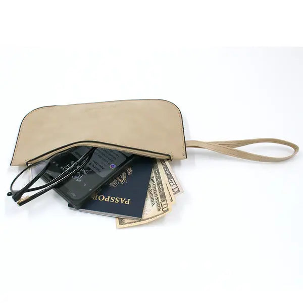 Faux Suede Wristlet