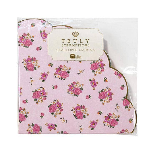 Scalloped Pink Floral Napkins