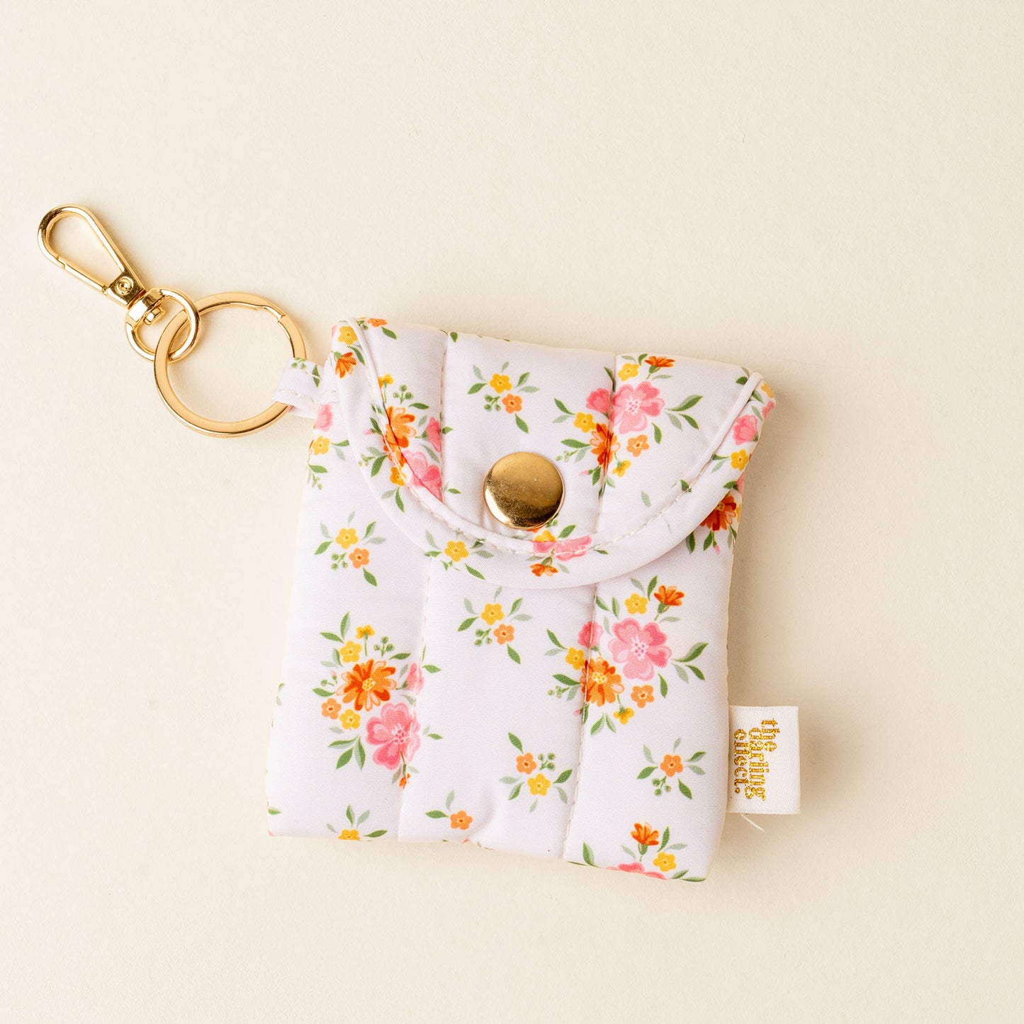 Puffy Floral Earbud Case Keychain