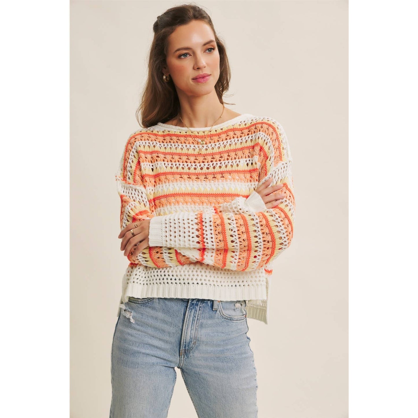 Creamsicle Crochet Sweater Top