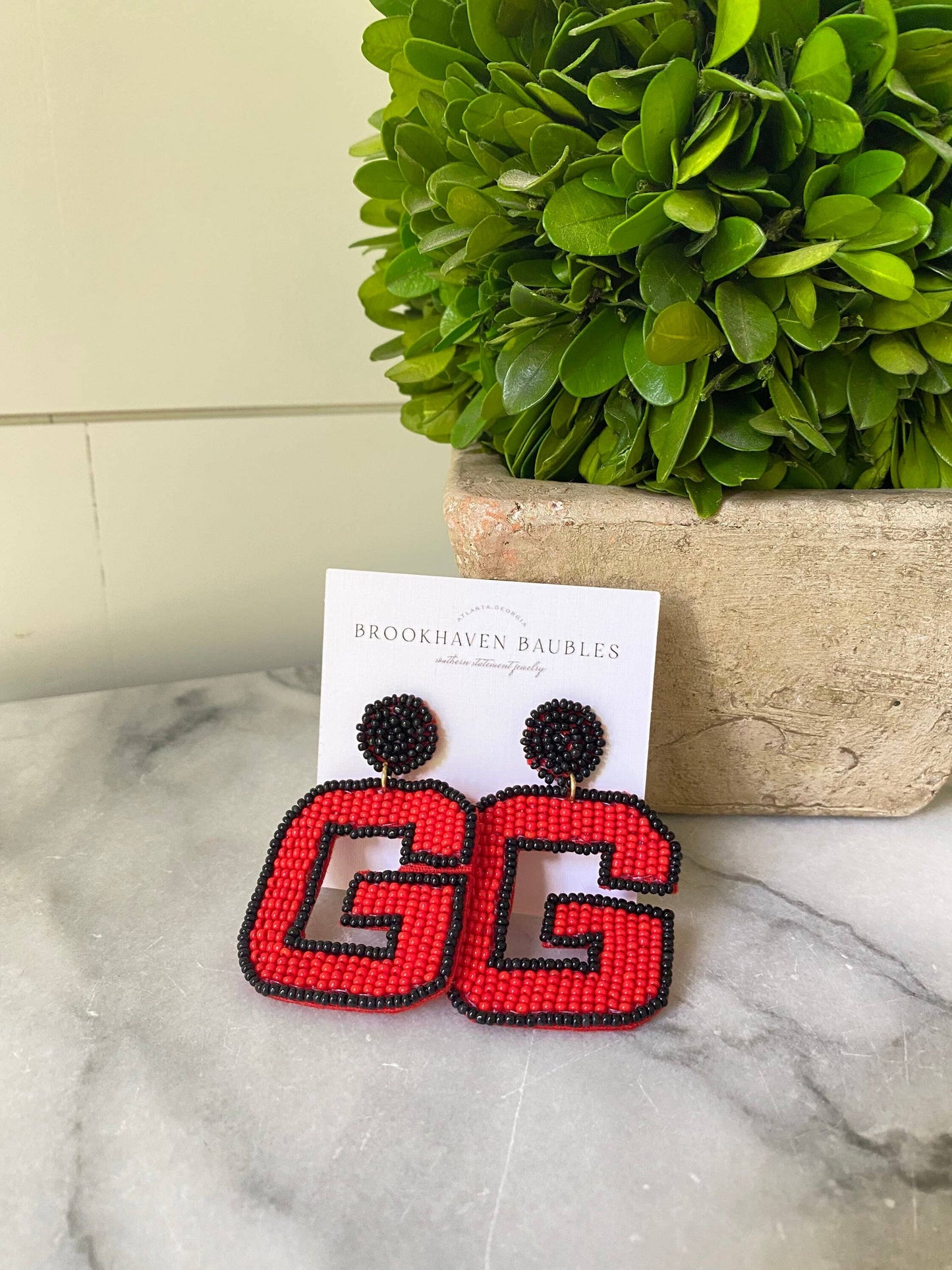 Red & Black G Earrings