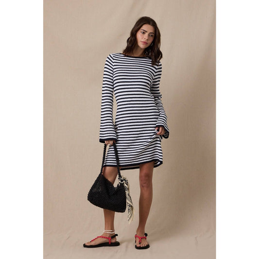 Belle's Striped Mini Sweater Dress