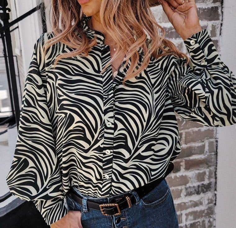 Zebra Print Button Down