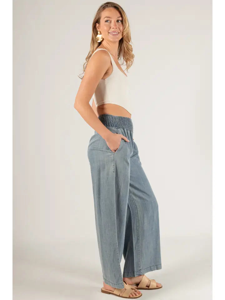 Smock Waist Gaucho Pants