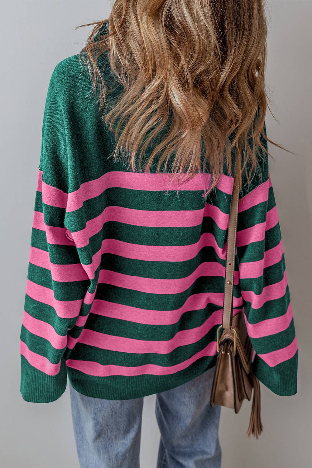 Watermelon Striped Quarter Zipper