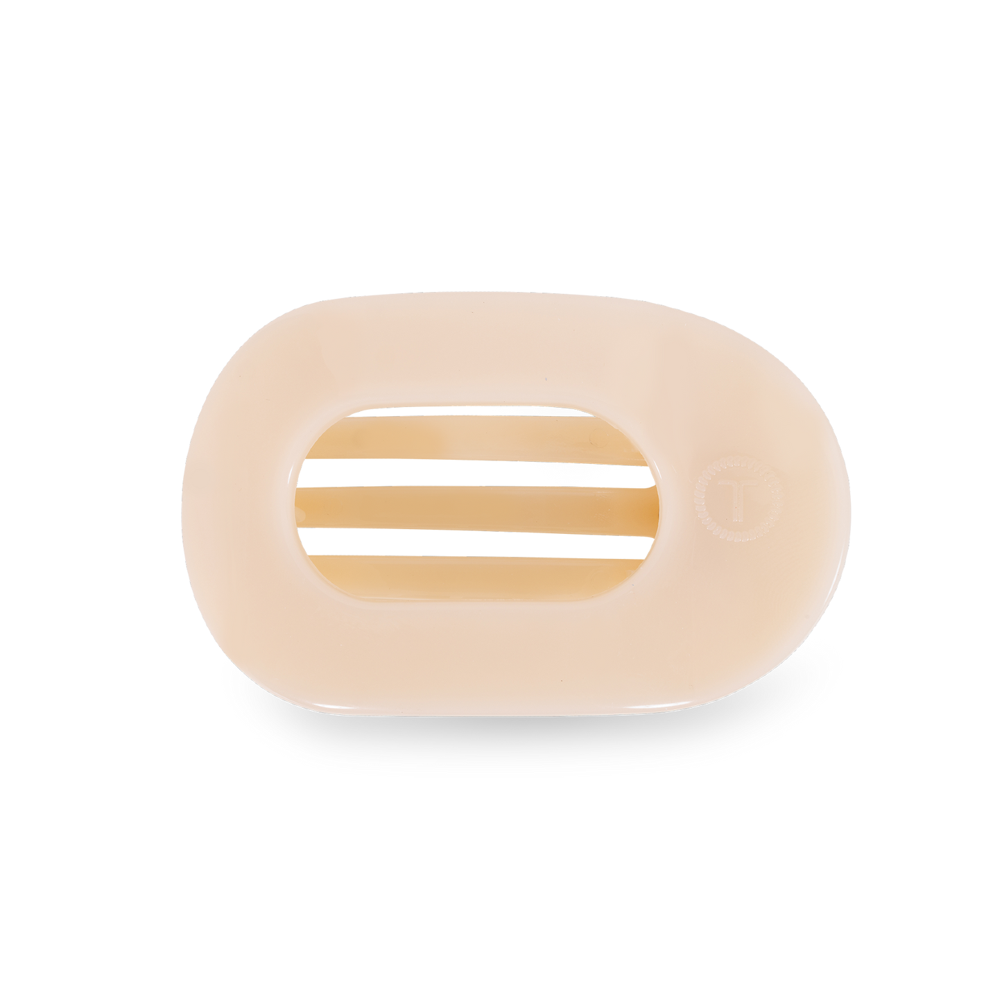 Almond Beige Small Flat Round Clip