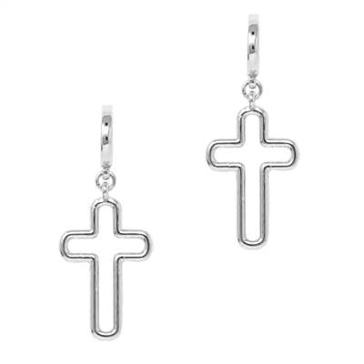 Silver Cross Huggie Hoops