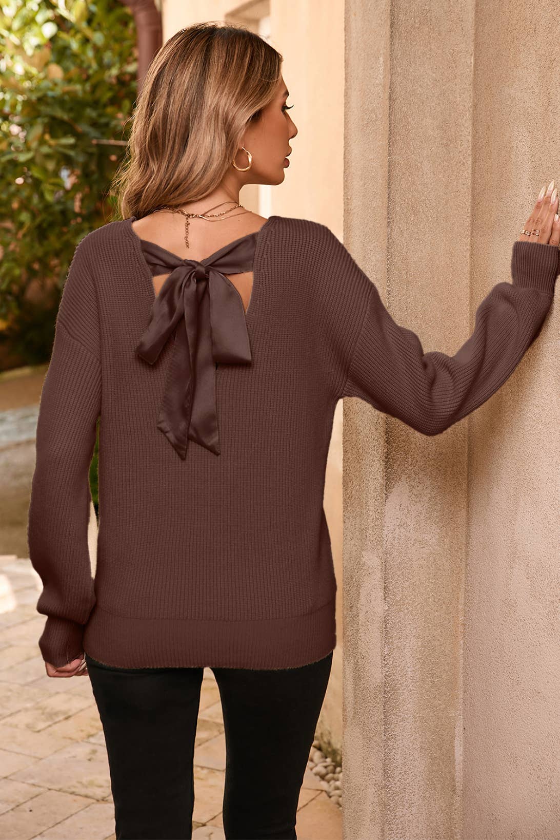 Coffee Lantern Knot Back Sweater