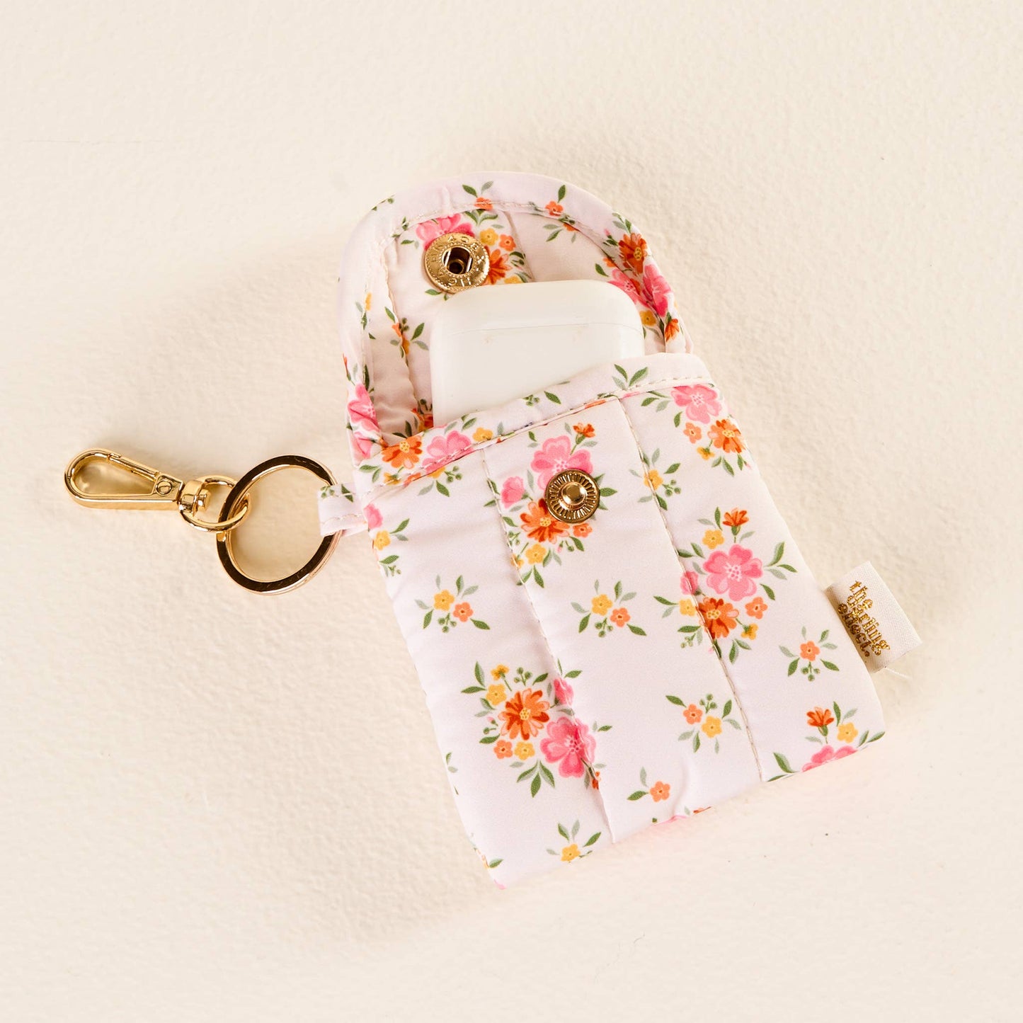 Puffy Floral Earbud Case Keychain