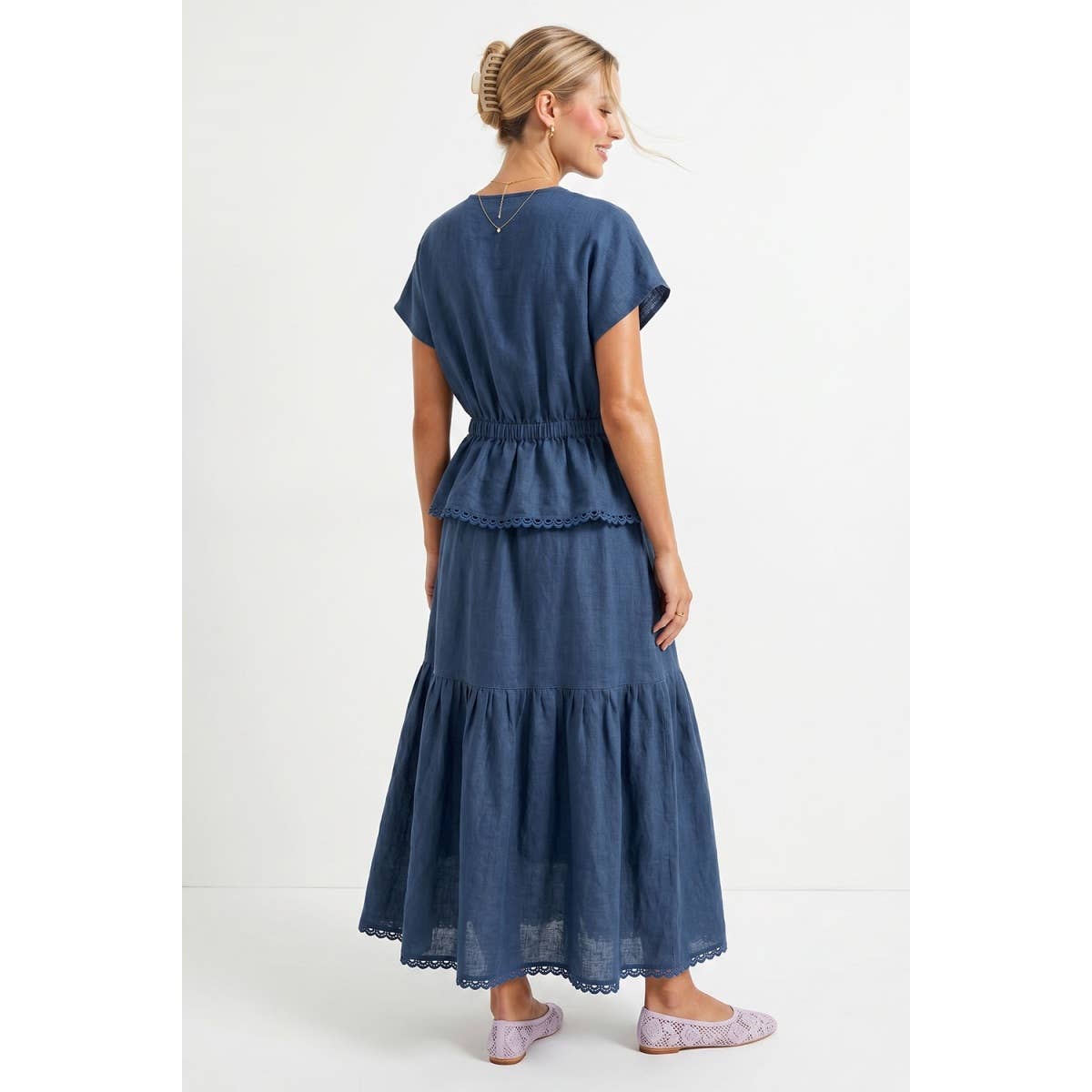 Emma's Scallop Hem Linen Blouse