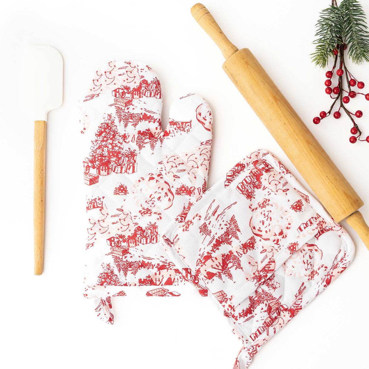 Santa Toile Oven Mit Set