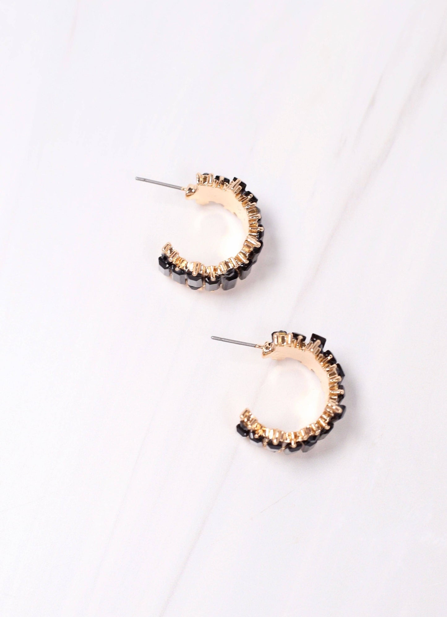 Goldstein Stone Hoop Earring BLACK