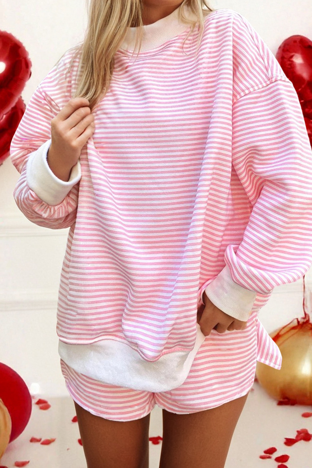 Spencer's Stripe Mock Neck Set