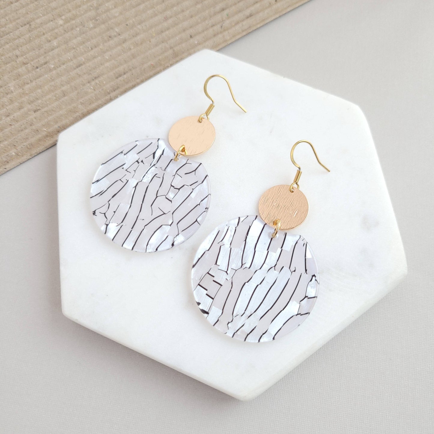 Zoey Pearl Black Stripe Earrings