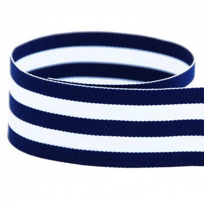 Preppy Striped Navy Grosgrain Ribbon