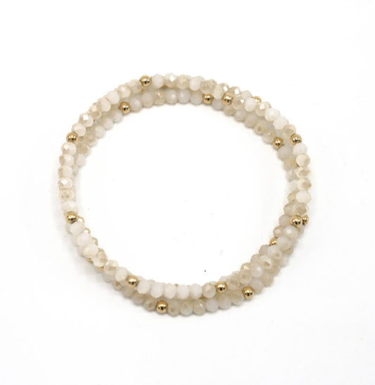 Winter White + Gold Filled Shimmer Bracelet Stack