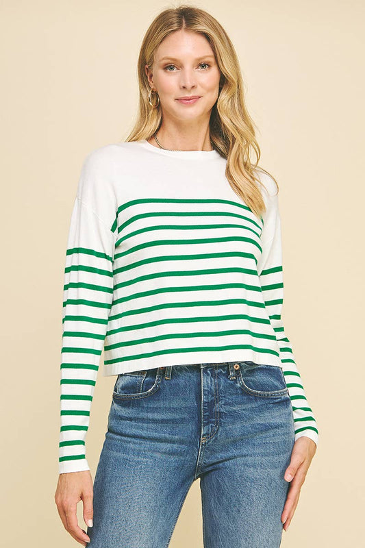 Kelly's Green Striped Sweater