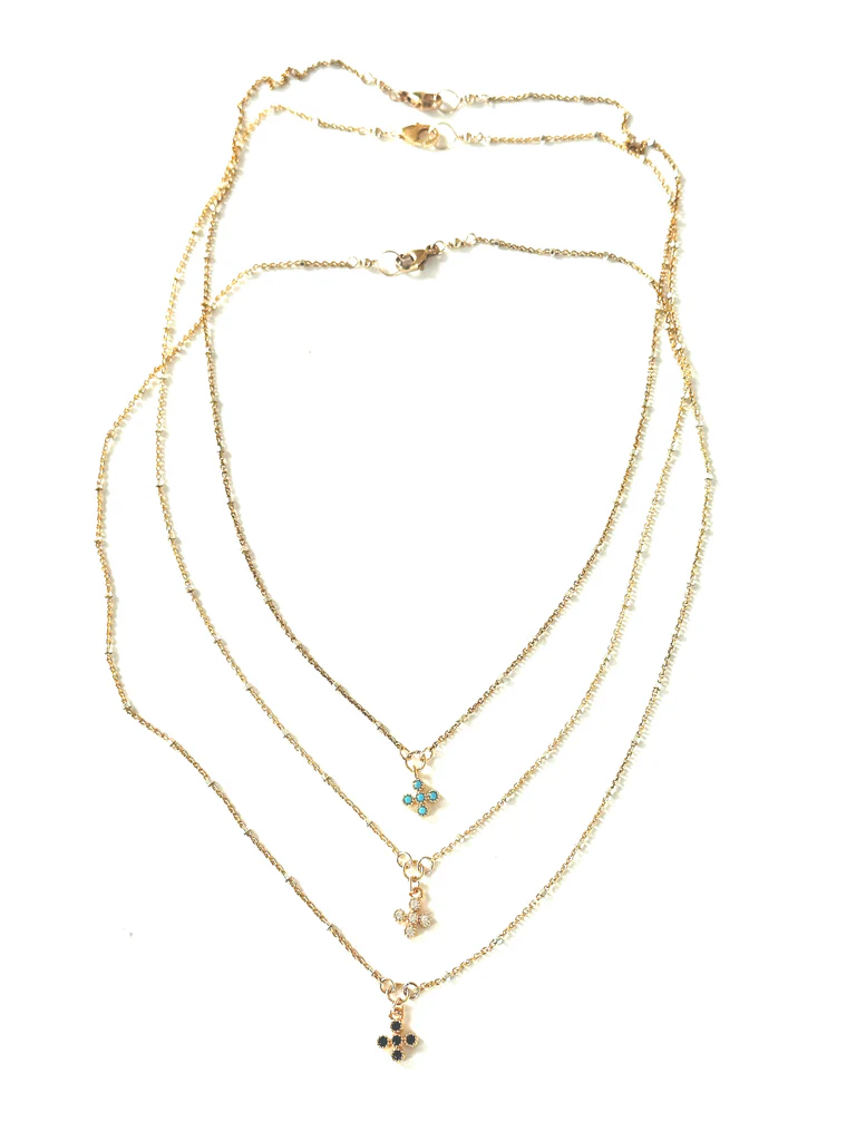 cv design, Tiny CZ Cross Necklace